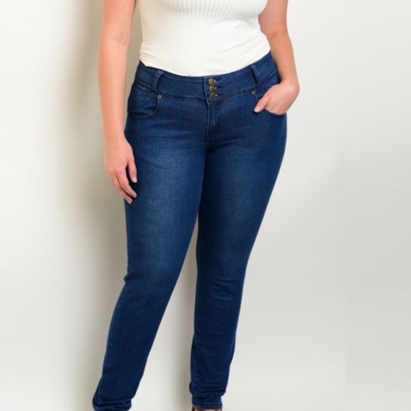 NEW Dark Denim Hi Waist  Denim Jeans Plus Size 16 - Picture 4 of 5